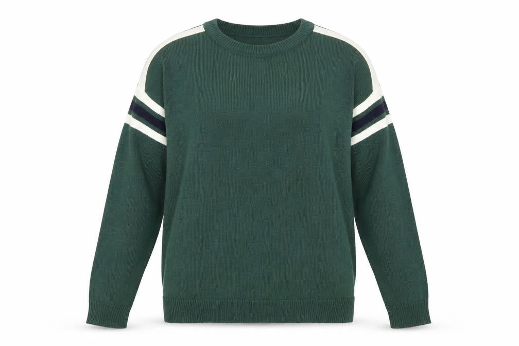 Pull & Bear Women's Green Striped Jumper Size S