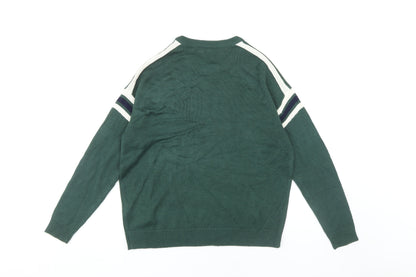Pull&Bear Women's Green Striped Jumper Size S