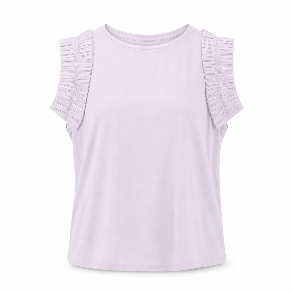 Zara Women's Purple Ruffle Sleeve T-Shirt XL