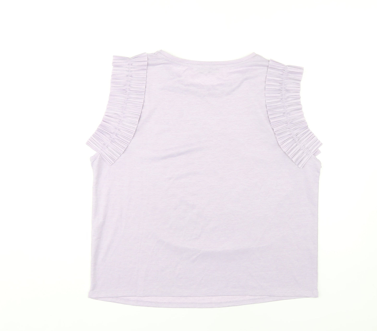 ZARA Women's Purple Ruffle Sleeve T-Shirt XL