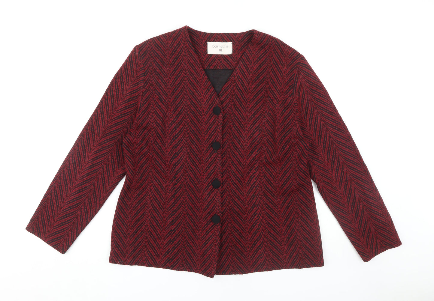 Bonmarché Women's Red Geometric Jacket Size 18