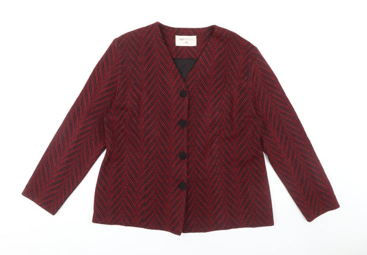 Bonmarché Women's Red Geometric Jacket Size 18