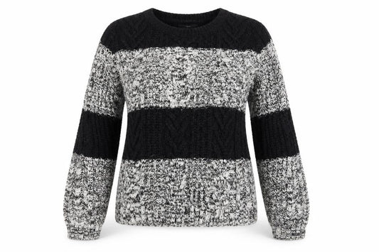 Gap Women's Black Striped Pullover Jumper - S, Cable-Knit