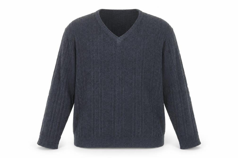 Savatinni Men’s Grey Cable-Knit Pullover Jumper L