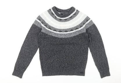 Hollister Men's Grey XS Pullover Jumper, Geometric Pattern