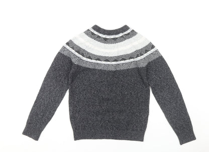 Hollister Men's Grey XS Pullover Jumper, Geometric Pattern