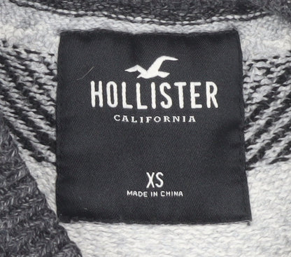 Hollister Men's Grey XS Pullover Jumper, Geometric Pattern