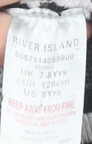 River Island Girls Black Heart Pattern Jumper 7-8 Years