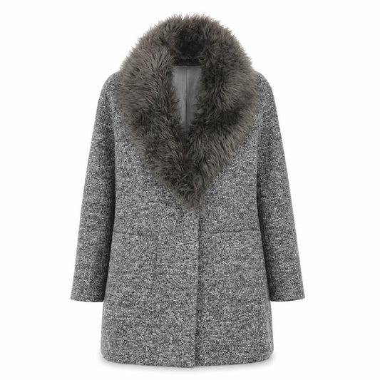 New Look Women's Grey Mid-Length Overcoat Size 10