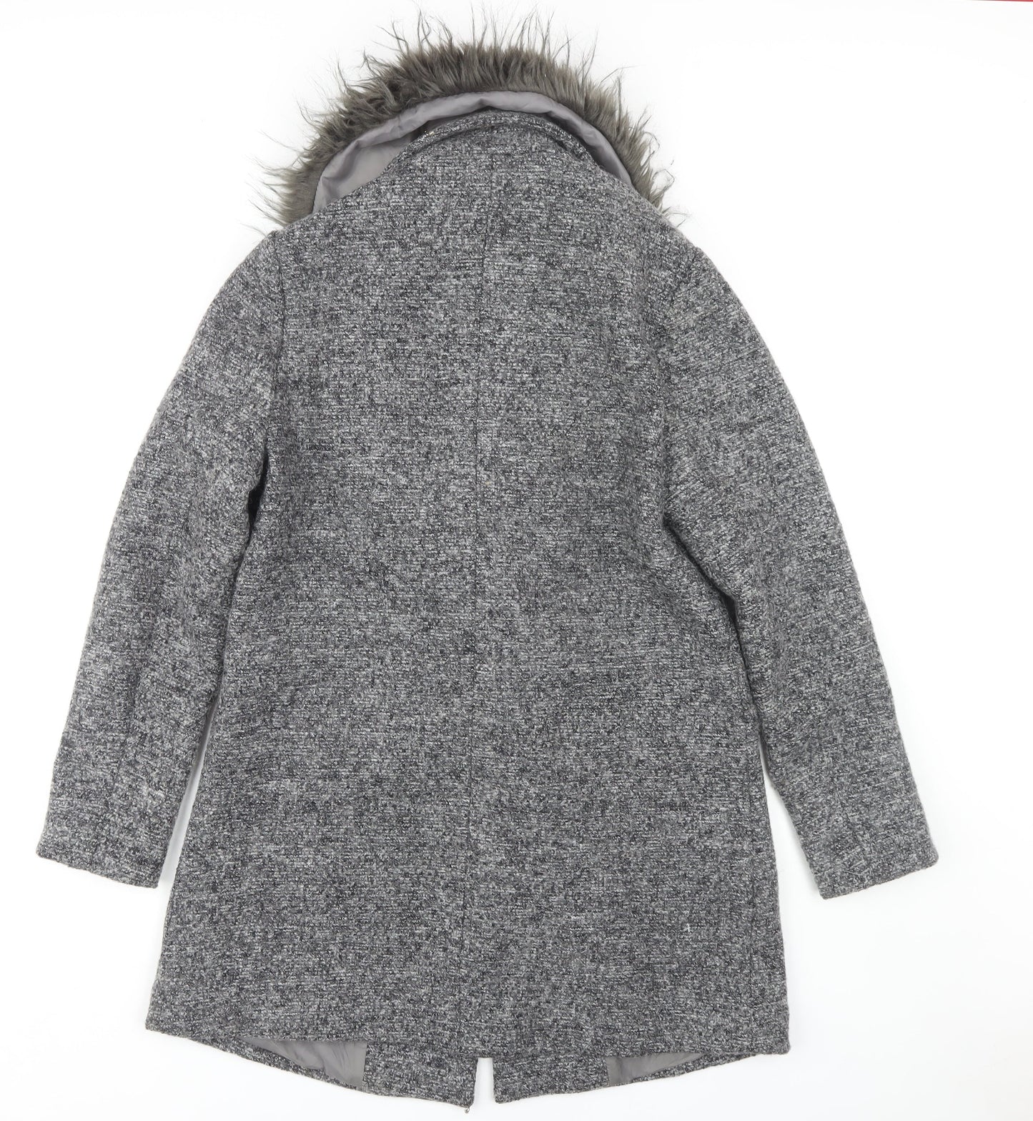 New Look Women's Grey Mid-Length Overcoat Size 10