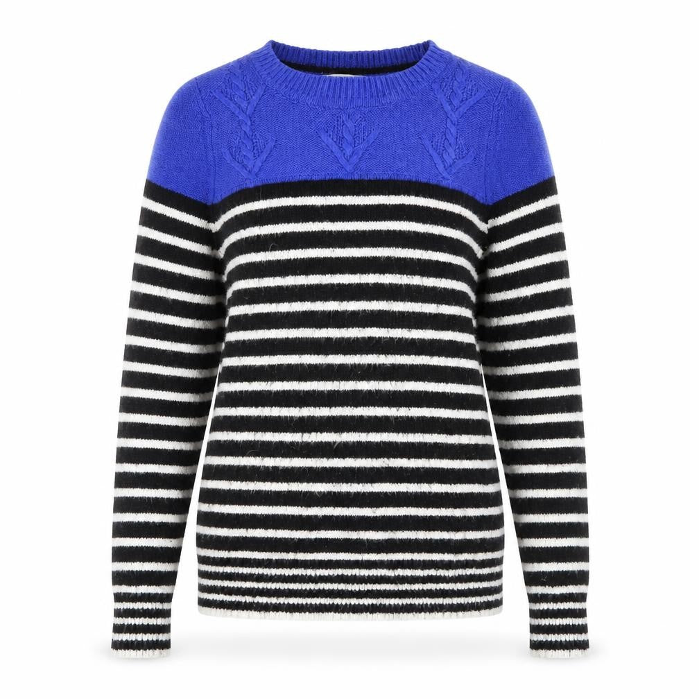 Gap Women's Black Blue Striped Pullover Jumper, Size S
