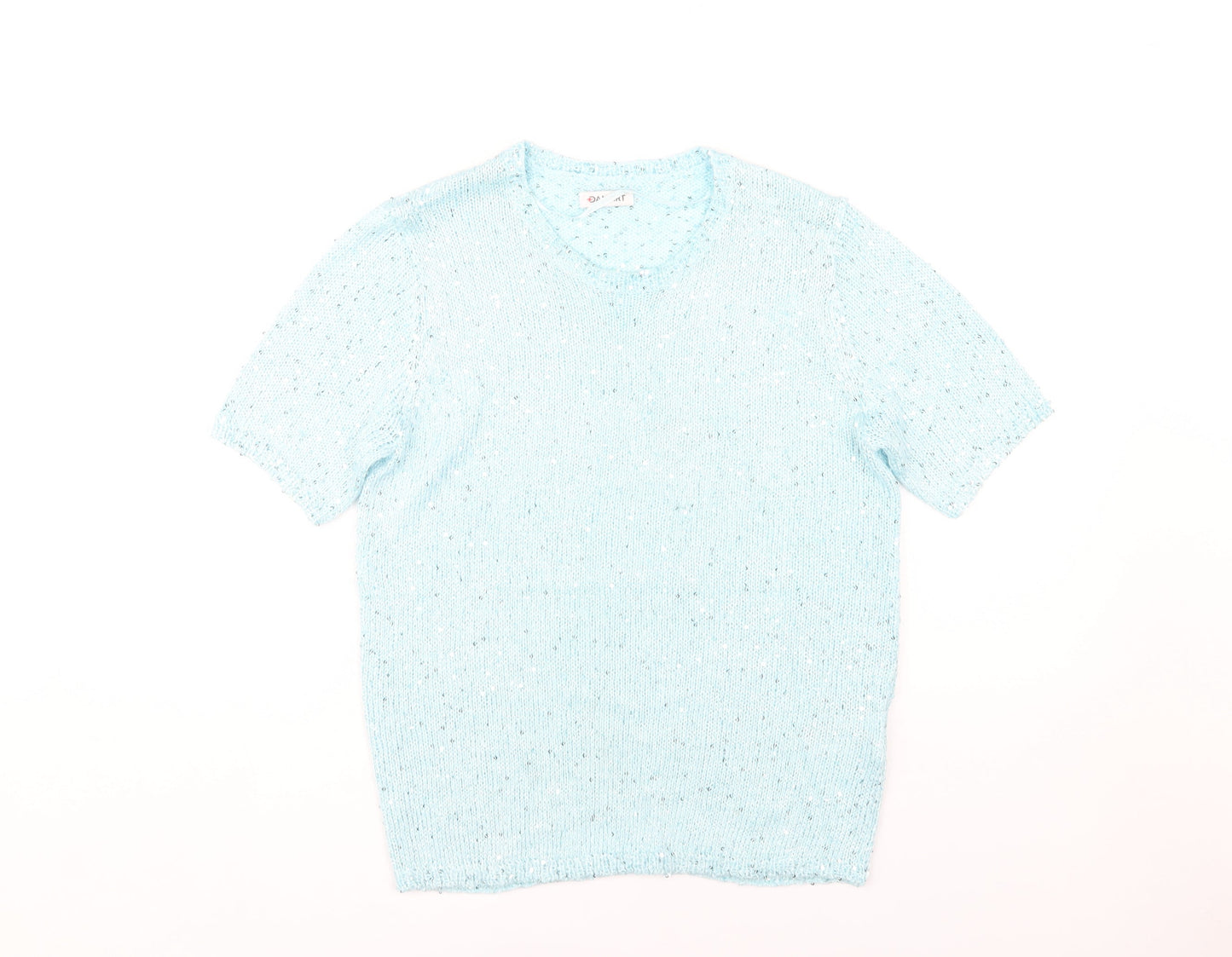 Damart Women's Blue Knit T-Shirt, Size 10-12, Crew Neck