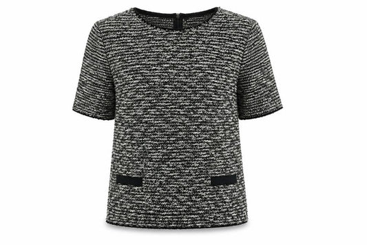 Front view of Zara Woman Black Knit Top -, size 12, Casual Style