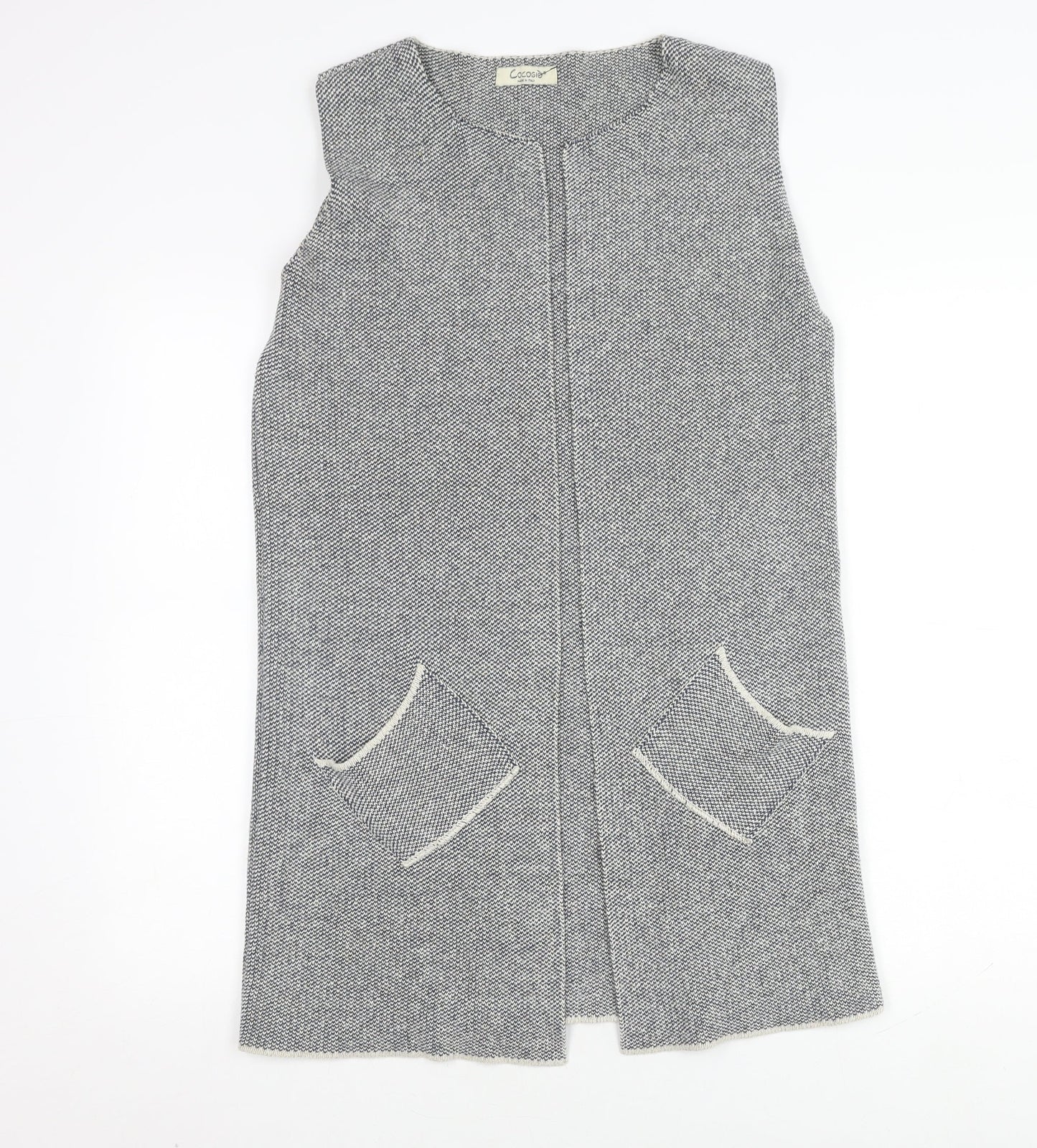 Cocogio Women's Multicolour Knit Vest Open Front Waistcoat, Size S