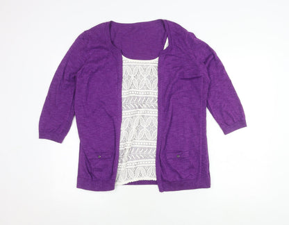 Marks & Spencer Women's Purple Cardigan Size 16