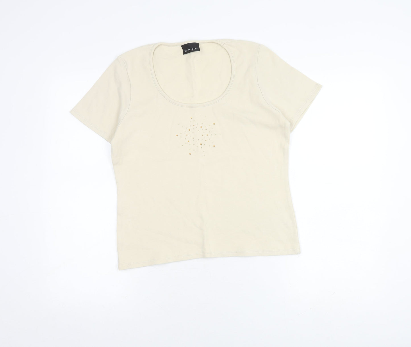 Principles Women's Beige Scoop Neck T-Shirt Size 14