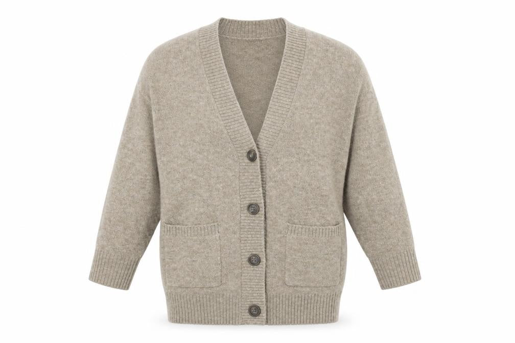 MNG Unisex Beige XS Knit Cardigan