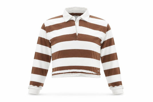 Hollister Women's Brown Striped Cropped Polo XS