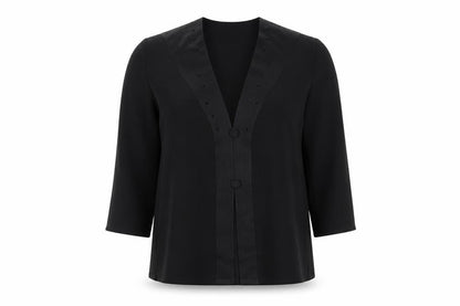 Sommermann Women's Black Long Sleeve Button Top