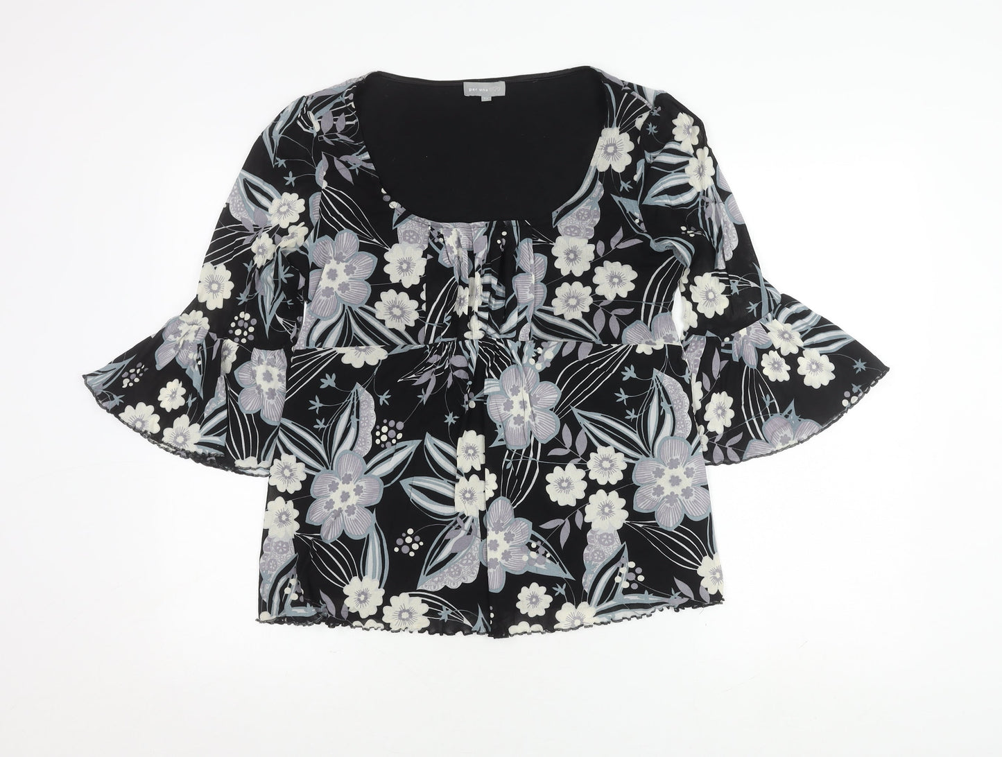 Marks and Spencer Women's Black Floral Blouse Size 14
