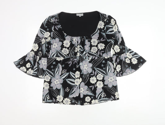 Marks and Spencer Women's Black Floral Blouse Size 14