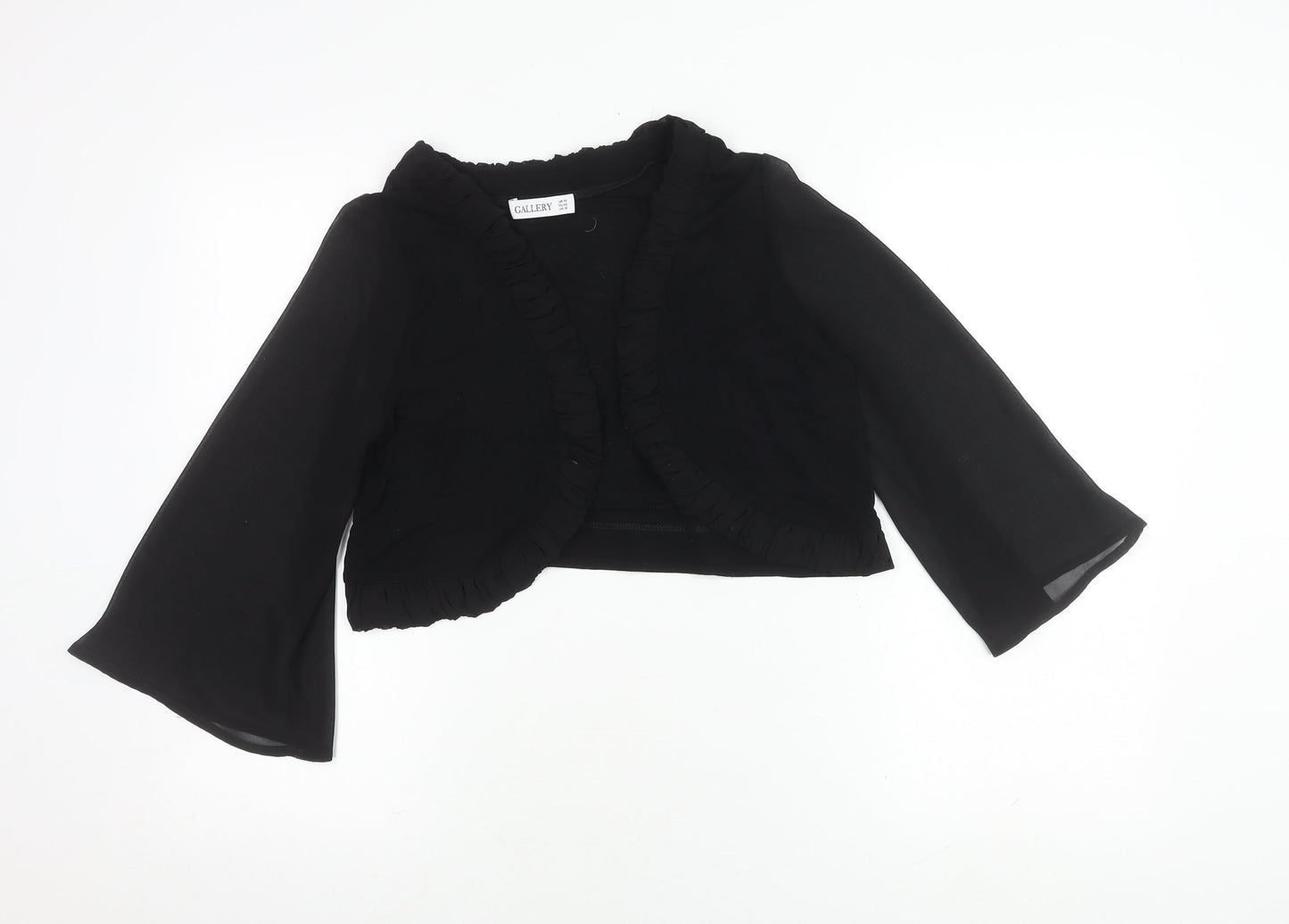 Gallery Women's Black Cropped Top, Size 14, Ruffle Detail