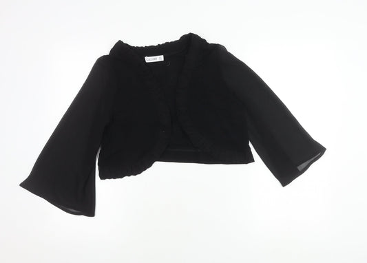 Gallery Women's Black Cropped Top, Size 14, Ruffle Detail
