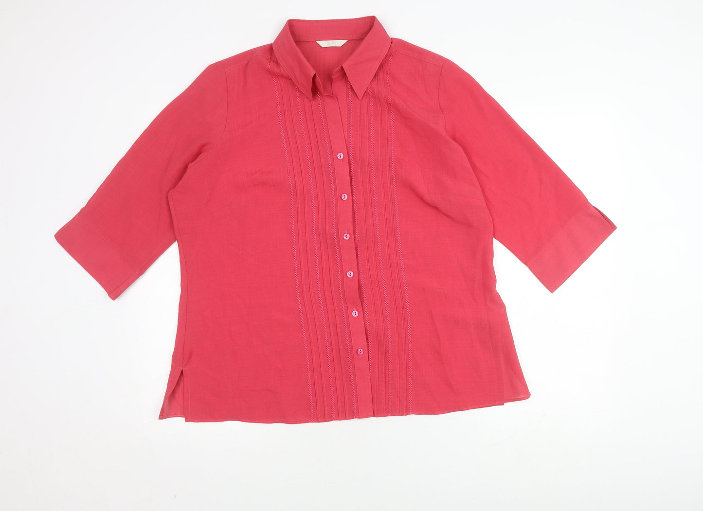 Marks and Spencer Women's Red Button-Up Shirt Size 18