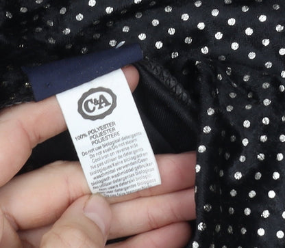 Brand and care label for C&A Women's Black Polka Dot V-Neck Top, size 10