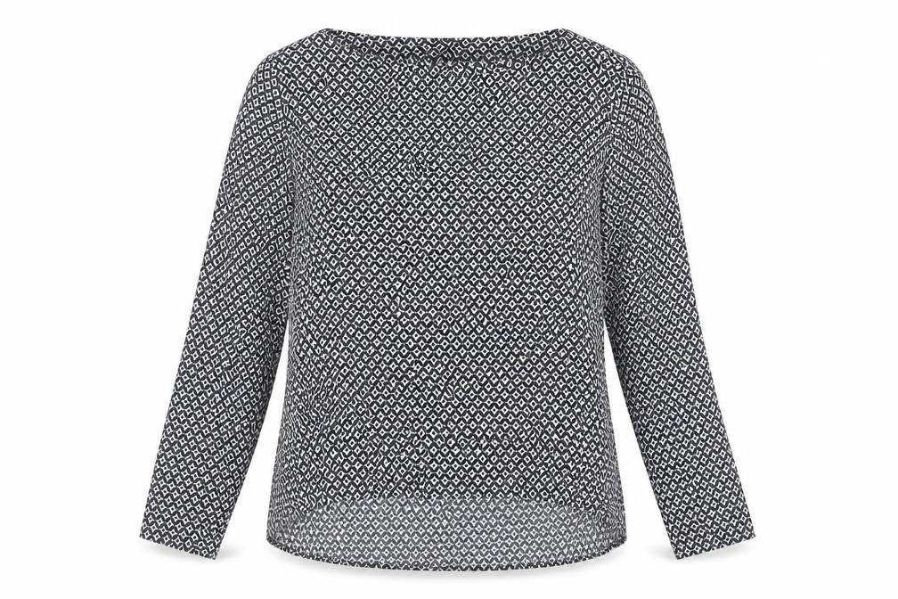 Zara Women's XL Black Geometric Long Sleeve Top