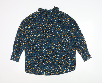 Additional front view of Marks & Spencer Blue Animal Print Button-Up Shirt