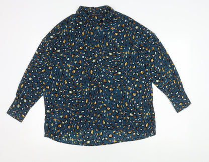 Back view of Marks & Spencer Blue Animal Print Button-Up Shirt