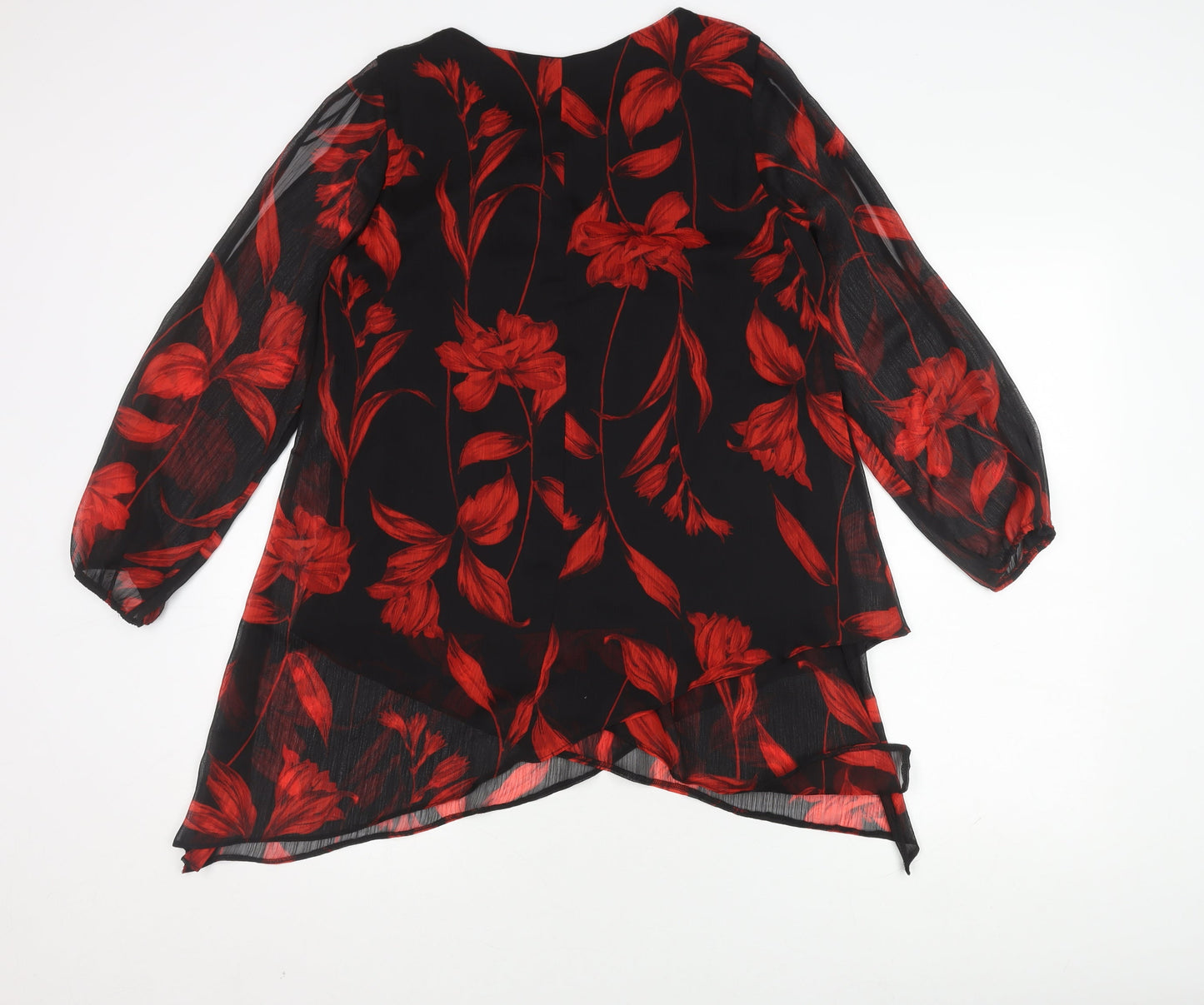 Roman Women’s Black Floral Blouse, Size 10, Elegant Look