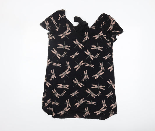Next Women's Black Floral Tunic Blouse Size 10