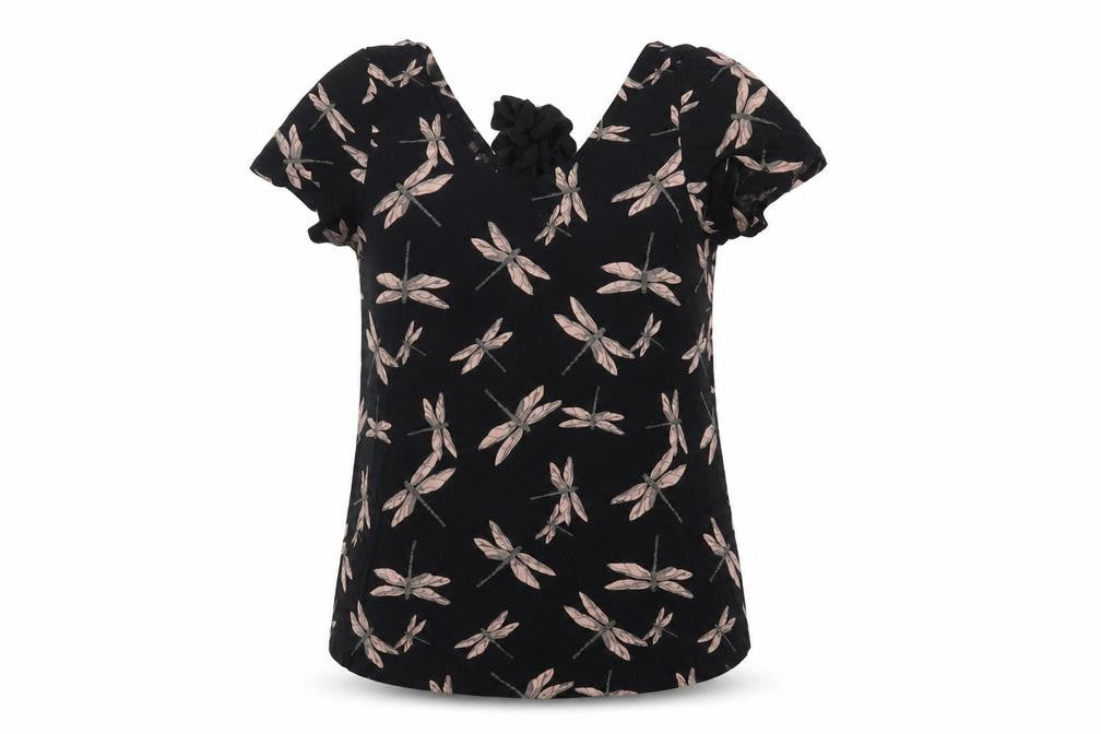 Next Women's Black Floral Tunic Blouse Size 10