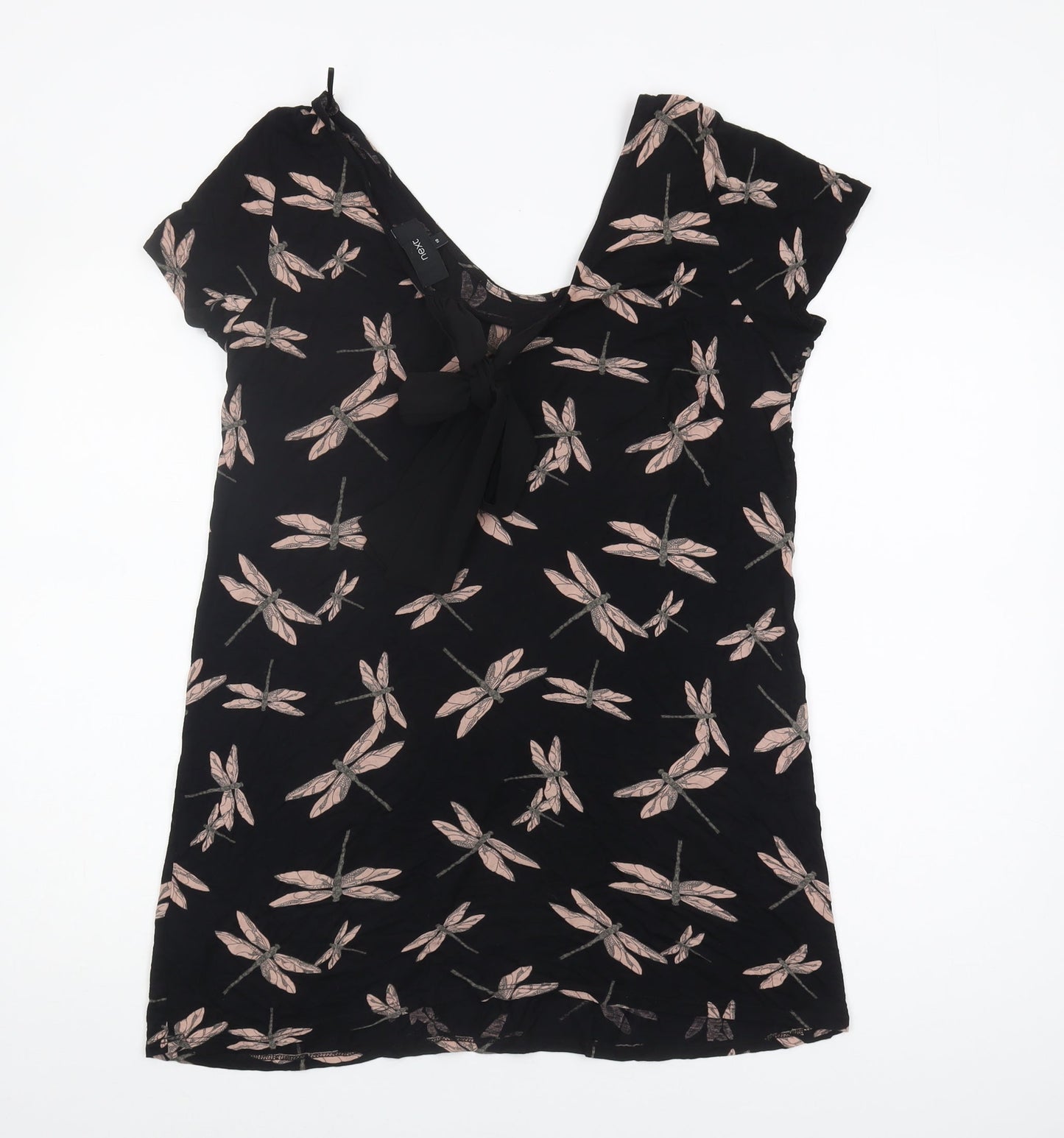 Next Women's Black Floral Tunic Blouse Size 10