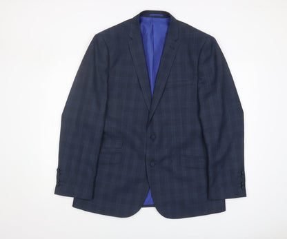 Fellini Men’s Navy Checked Blazer 44R Tailored Fit