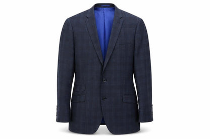 Fellini Men’s Navy Checked Blazer 44R Tailored Fit