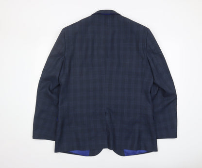 Fellini Men’s Navy Checked Blazer 44R Tailored Fit