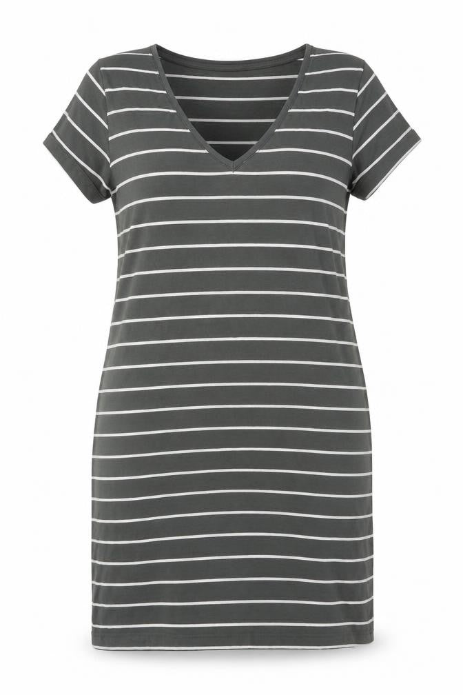 BASIC Women's Green Striped T-Shirt Dress Size 12