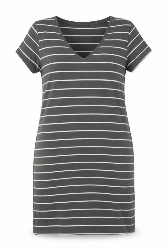 BASIC Women's Green Striped T-Shirt Dress Size 12