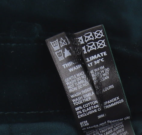 Marks and Spencer Women's Green Slim Cotton Trousers