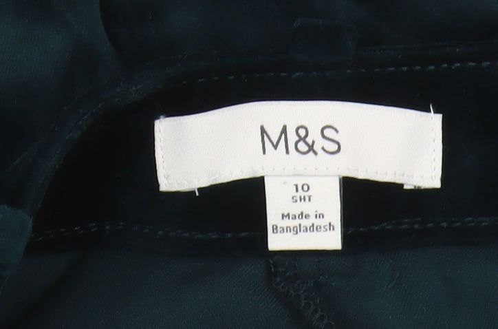 Marks and Spencer Women's Green Slim Cotton Trousers