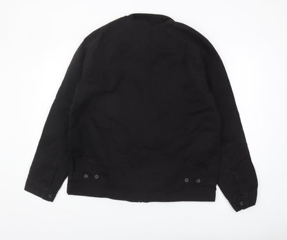 Back view of ASOS Black Men's Basic Jacket L Size, Cotton Shell