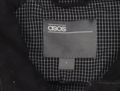 Brand and care label for ASOS Black Men's Basic Jacket L Size, Cotton Shell