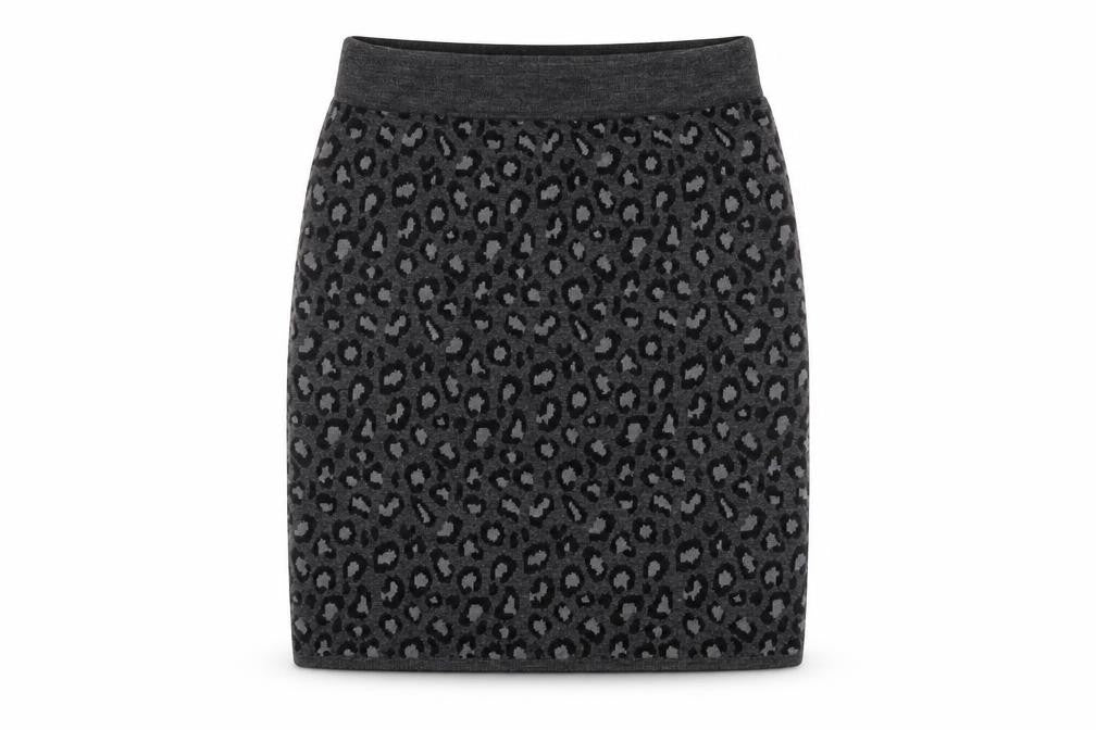 Cynthia Rowley Women's Grey Animal Print Knit Skirt M