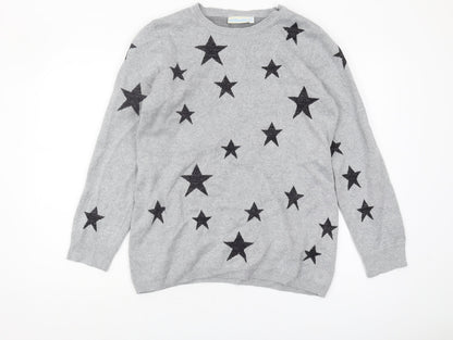 JoJo Maman Bébé Women's Grey Star Pullover Jumper M