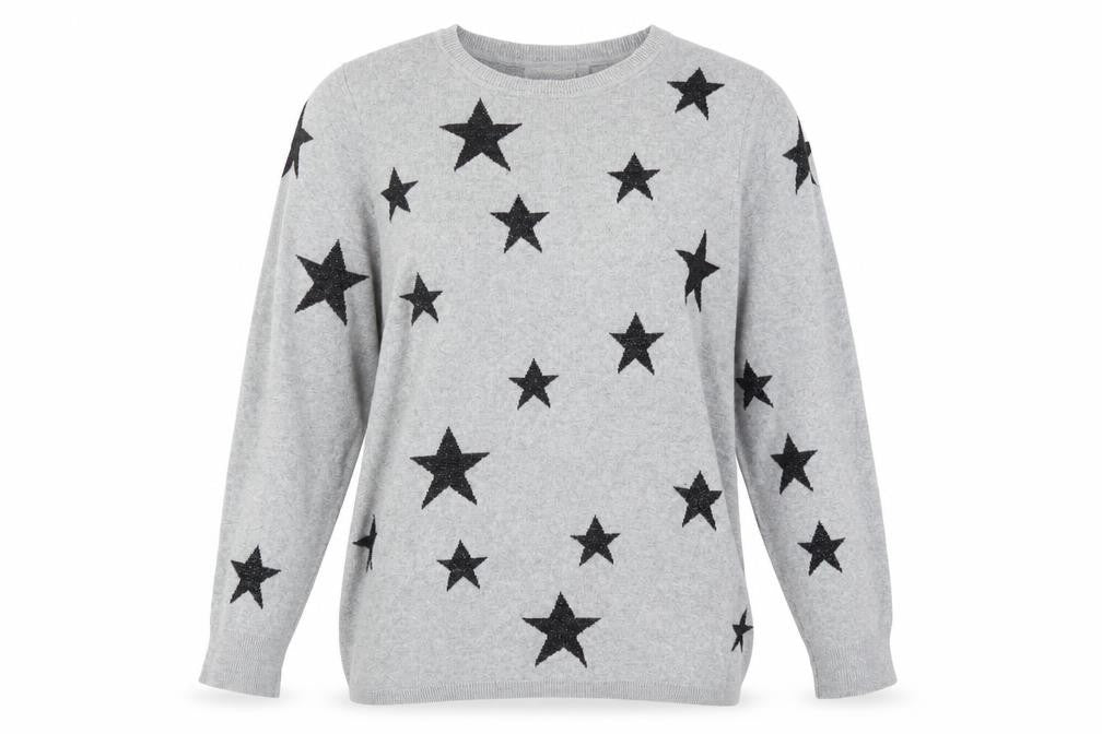 JoJo Maman Bébé Women's Grey Star Pullover Jumper M