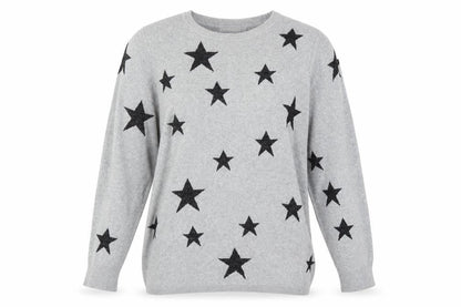 JoJo Maman Bébé Women's Grey Star Pullover Jumper M