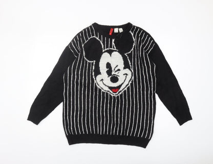 Preloved Disney Women's Black Pullover Mickey Mouse Jumper S - Front